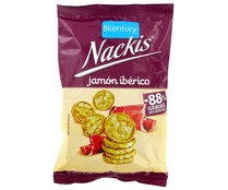 Mini tortitas de sabor jamón ibérico BICENTURY NACKIS 70 g.