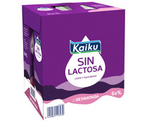 Leche desnatada de vaca, sin lactosa KAIKU 6 x 1l.
