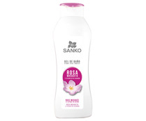 Gel para baño o ducha con rosa mosqueta y extracto de algodón SANKO 600 ml.