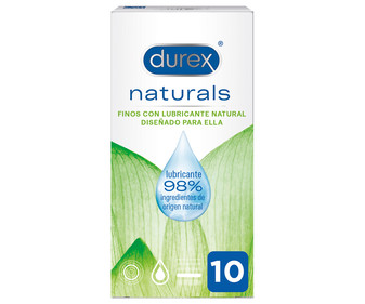 Preservativos finos con lubricante natural, diseñado para ellas DUREX Naturals 10 uds. Preservativos finos con lubricante natural, diseñado para ellas DUREX Naturals 10 uds.