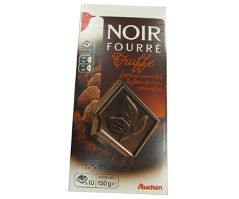 Chocolate negro 48% relleno de trufa y pepitas cacao caramelizado 150 gramos Chocolate negro 48% relleno de trufa y pepitas cacao caramelizado 150 gramos