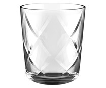 Vaso bajo de vidrio de 0,36 litros con diseño en relieve Karoh Urban QUID.