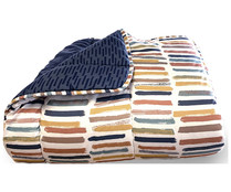 Edredón nórdico para cama de 90cm diseño rayas multicolor, 200g/m² 100% poliéster, RELLENO NÓRDICO.
