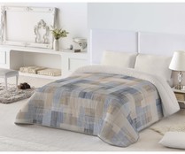 Edredón reversible para cama de 90 cm con estampado de cuadros, 100% poliéster, NATURALS.