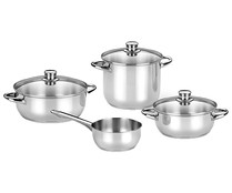 Batería de cocina con 4 piezas, incluye olla de 20 cm, cacerolas de 20 y 24 cm y cazo 16 cm, MONIX.