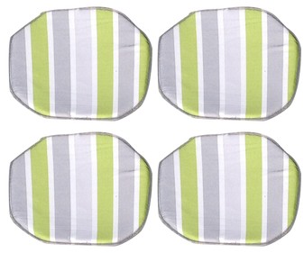 Cojínes para sillas con forma semicuadrada rayas verdes y grises, 4 unidades, PRODUCTO ECONÓMICO ALCAMPO. Cojínes para sillas con forma semicuadrada rayas verdes y grises, 4 unidades, PRODUCTO ECONÓMICO ALCAMPO.