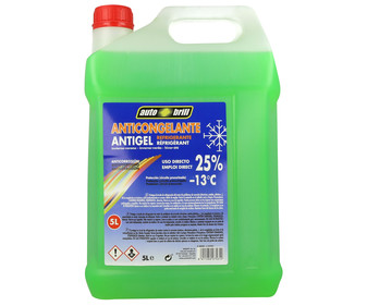 Líquido refrigerante con temperatura de protección de hasta -13ºC, 5L verde, 25% Monoetilenglicol, AUTOBRILL. Líquido refrigerante con temperatura de protección de hasta -13ºC, 5L verde, 25% Monoetilenglicol, AUTOBRILL.