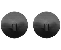 Set de 2 perchas adhesivas de metal, color negro mate, ACTUEL.