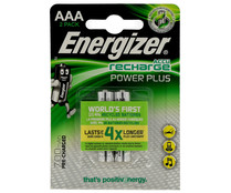 Pack de 2 pilas recargables AAA, Ni-MH, HR03, ENERGIZER Power plus, 700 mAh.