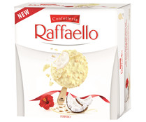Bombon de helado de coco, recubierto de coco y trozos de avellana RAFFAELLO 4 x 70 ml.