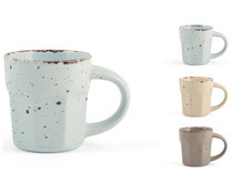 Taza para café fabricada en gres con diseño vintage color azul, beige o marrón, Country Chic PASABAHCE.