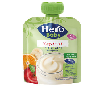 Bolsita de yogur multifrutas a partir de 6 meses HERO BABY Yogurines 80 g. Bolsita de yogur multifrutas a partir de 6 meses HERO BABY Yogurines 80 g.