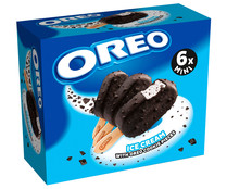 Mini bombón helado de vainilla con trocitos de galletas al cacao con relleno sabor vainilla OREO 6 x 55 ml.
