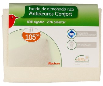 Funda protectora de almohada 80% algodón 20% poliéster, elástica antiácaros, 105 centímetros PRODUCTO ALCAMPO.