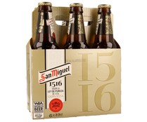 Cerveza elaborada según la ley de pureza de 1516 SAN MIGUEL 1516 pack de 6 unidades de 33 centilitros - Alcampo