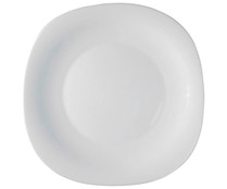 Plato llano cuadrada de vidrio opal color blanco, 27cm., Para BORMIOLI.