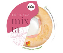 Rosquita mixta rellena de jamón cocido, queso fundido y salsa de tomate DEORO 205 g. 