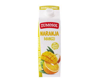 Zumo exprimido de naranja y mango ZUMOSOL brick de 1 litro Zumo exprimido de naranja y mango ZUMOSOL brick de 1 litro