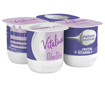 Yogur desnatado 0% materia grasa, natural edulcorado VITALINEA de Danone 4 x 120 g.