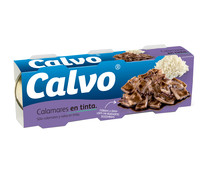 Calamares en su tinta en trozos CALVO pack de 3 latas de 48 g.