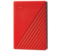 Disco duro externo 4TB WD My Passport rojo, tamaño 2,5, conexión USB 3.0.