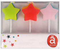 Velas de cumpleaños con forma de estrella, varios colores, 6 unidades, ACTUEL.
