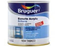 Esmalte decorativo acrílico de color marrón tabaco y acabado brillante BRUGUER 0,25 litros 1 unidad.
