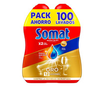 Detergente lavavajillas en gel para máquinas anti olores SOMAT 2 uds. x50 ds. 2 l.