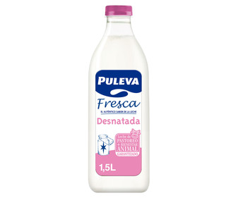 Leche fresca desnatada de vaca, de origen 100% español PULEVA 1.5 l. Leche fresca desnatada de vaca, de origen 100% español PULEVA 1.5 l.