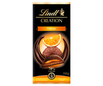 Chocolate negro con relleno de mousse de chocolate negro y con relleno de naranja LINDT 150 g.