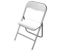 Silla plegable de metal de color blanco con tubo de 22 milímetros, DECORACIÓN.