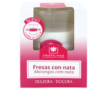 Vela de cera natural con aroma a fresas con nata CRISTALINAS. Vela de cera natural con aroma a fresas con nata CRISTALINAS.