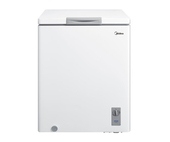 Arcón congelador MIDEA MDRC207SLF01G, clasificación energética: F, H:85cm, A: 63,2cm, F: 55cm, capacidad total: 142L.