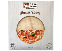 Bases extrafinas para pizzas, procedentes de masa madre CASA BONA 3 x 100 g.