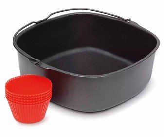Set de horneado para freidora de aire PHILIPS HD9925/01. Molde y 7 moldes para cupcakes.