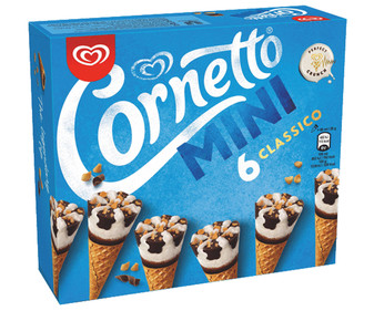 Mini conos de nata con trocitos de almendras CORNETTO de Frigo 6 x 60 ml. Mini conos de nata con trocitos de almendras CORNETTO de Frigo 6 x 60 ml.
