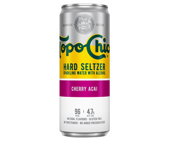 Bebida alcoholica carbonatada con sabor a cereza y acai TOPO CHICO lata de 330 ml. Bebida alcoholica carbonatada con sabor a cereza y acai TOPO CHICO lata de 330 ml.