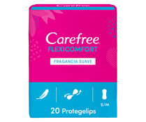 Protege slips transpirables, ultrafinos con fragancia fresca CAREFREE Flexicomfort 20 uds.