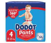 Pants (braguitas) de aprendizaje talla 4 para bebés de 9 a 15 kilogramos DODOT Pants 66 uds.