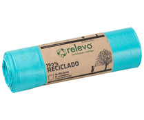 Bolsa de basura 100% reciclado azul, 15 unidades, capacidad de 10 a 20 l. RELEVO