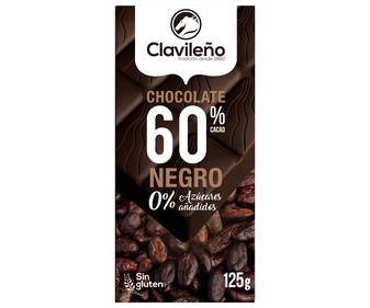 Chocolate negro 60% sin azúcar 125 g.