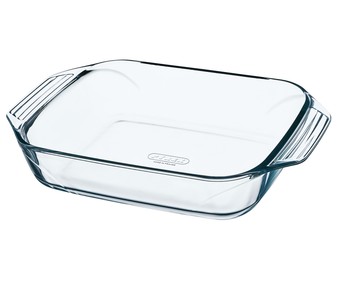 Fuente de vidrio borosilicato, 28x17cm., apta para horno, microondas y lavavajillas, Optimum PYREX.