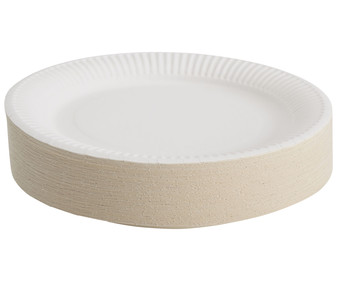 Set de 100 platos llanos desechables de cartón, 22cm., ESSENTIAL. Set de 100 platos llanos desechables de cartón, 22cm., ESSENTIAL.