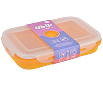 Recipiente hermético de silicona color naranja con tapa de clip, 0,8 litros, Ubik IDEALCASA.