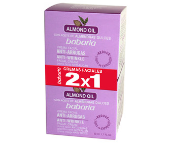 Crema facial de noche con aceite de almendras dulces y acción anti arrugas BABARIA 2 x 50 ml.