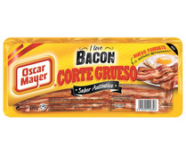 Bacon semicocido y ahumado, sin gluten y cortado en lonchas gruesas OSCAR MAYER 175 g.