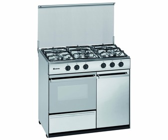 Cocina de gas (butano) independiente MEIRELES G-950 X, horno a gas, 5 zonas cocción, A: 90cm, H: 85cm, F: 55cm.