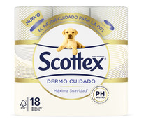 Papel higiénico ph neutro SCOTTEX DERMO CUIDADO 18 uds.