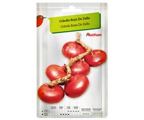 Sobre de semillas para sembrar cebollas de la variedad roja de Zalla PRODUCTO ALCAMPO.