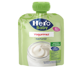 Bolsita de yogur natural a partir de 6 meses HERO BABY Yogurines 80 g. Bolsita de yogur natural a partir de 6 meses HERO BABY Yogurines 80 g.
